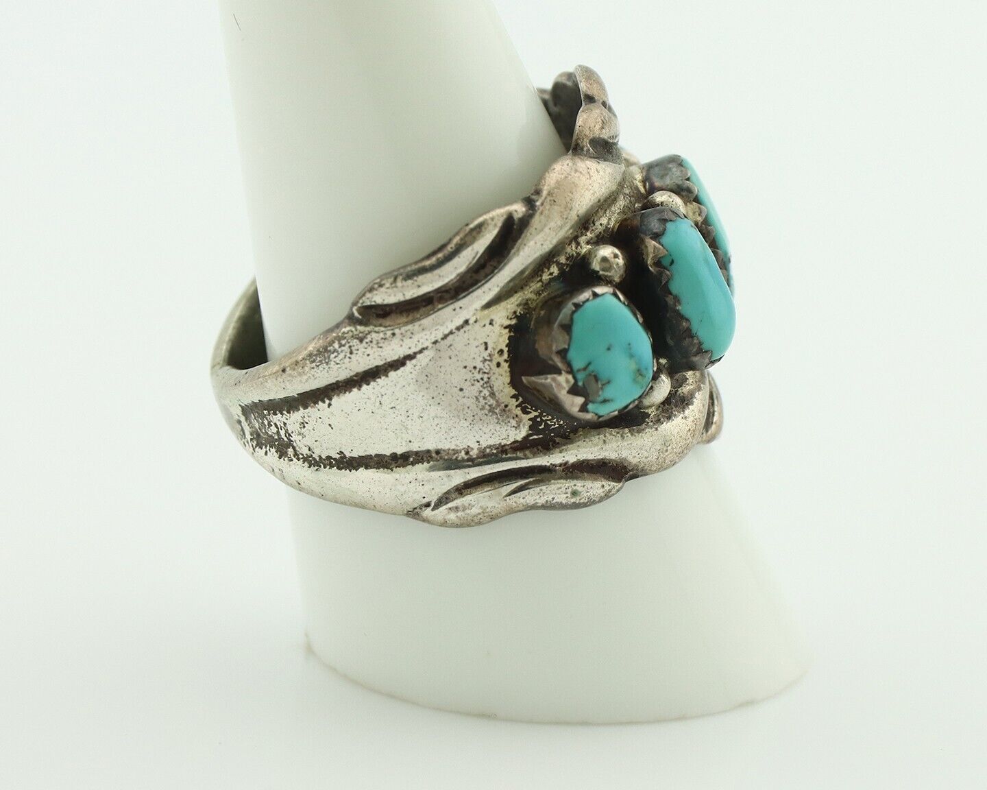 Zuni Ring .925 Silver Natural Sleeping Beauty Turquoise Native Artist C.80's