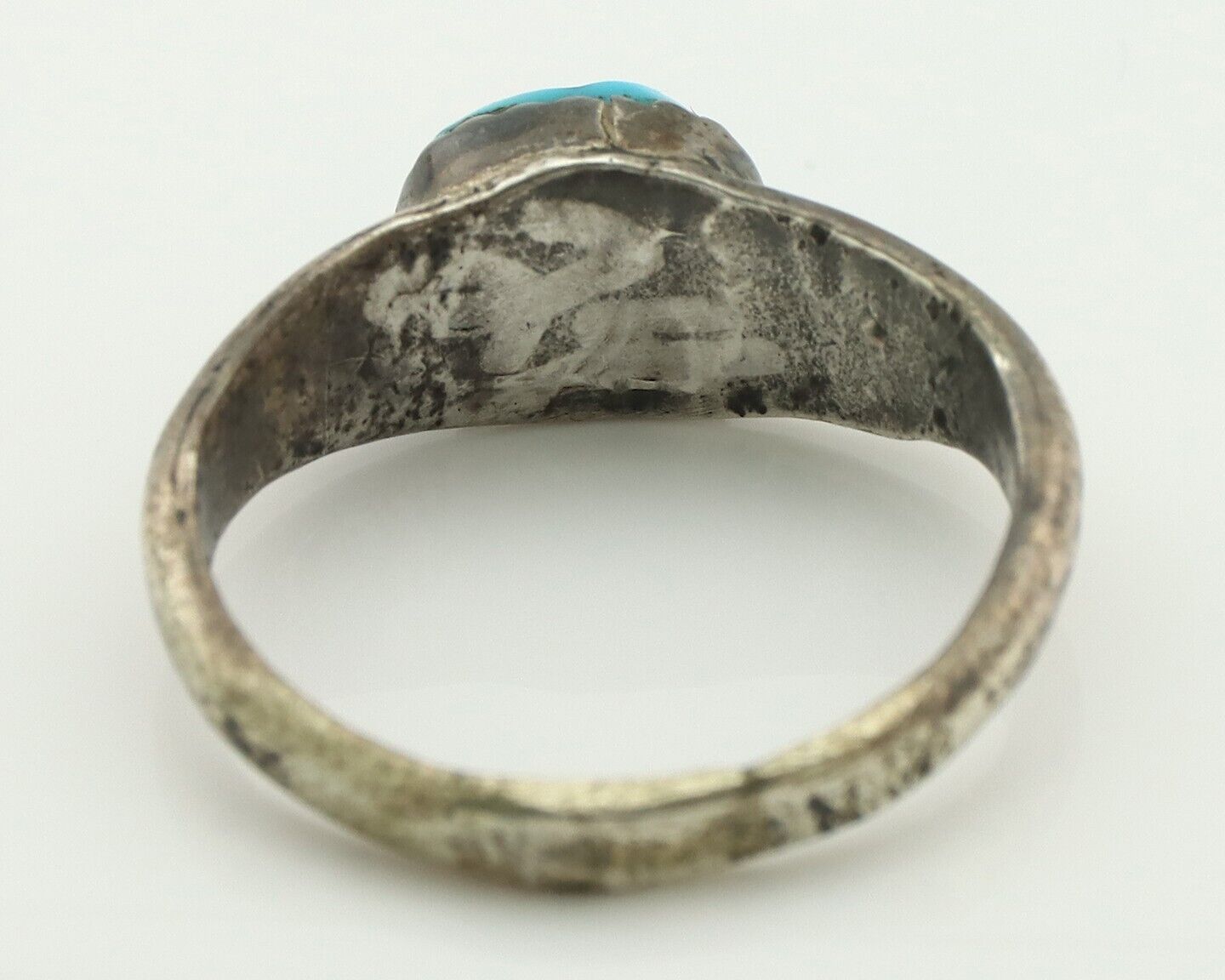 Zuni Ring .925 Silver Natural Blue Turquoise Native American Artist C.80's