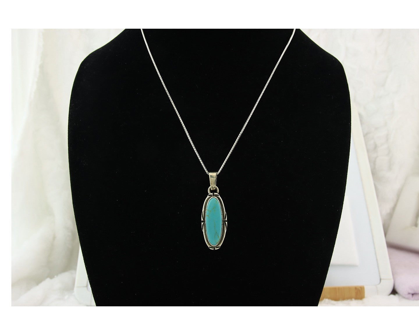 Navajo Necklace Sterling Silver Authentic Turquoise Vintage Native Artist