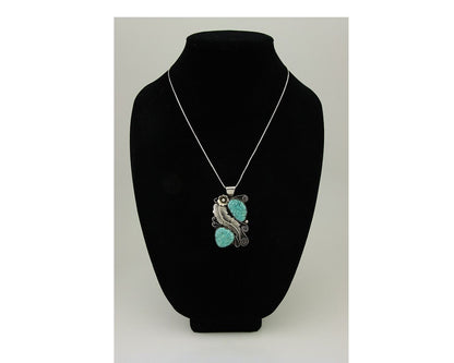 Navajo Necklace 925 Silver Natural Turquoise Artist Signed M Thomas C.80's