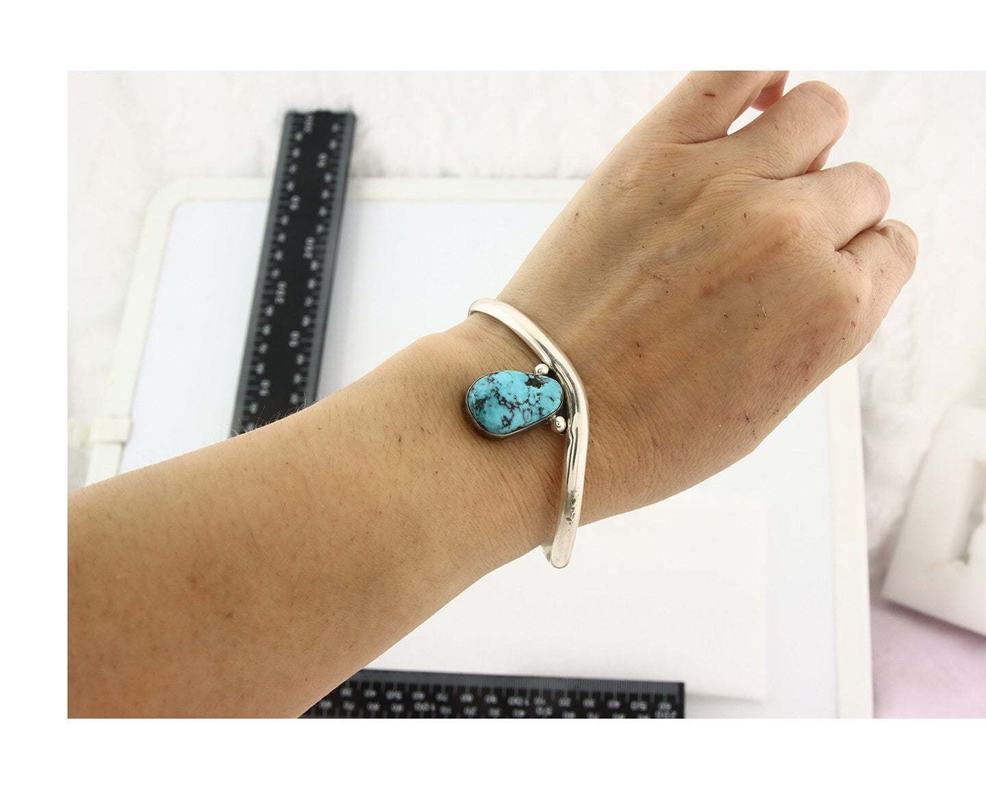 Vintage Navajo Bracelet 925 Silver Turquoise Handmade Signed Tim Guerro