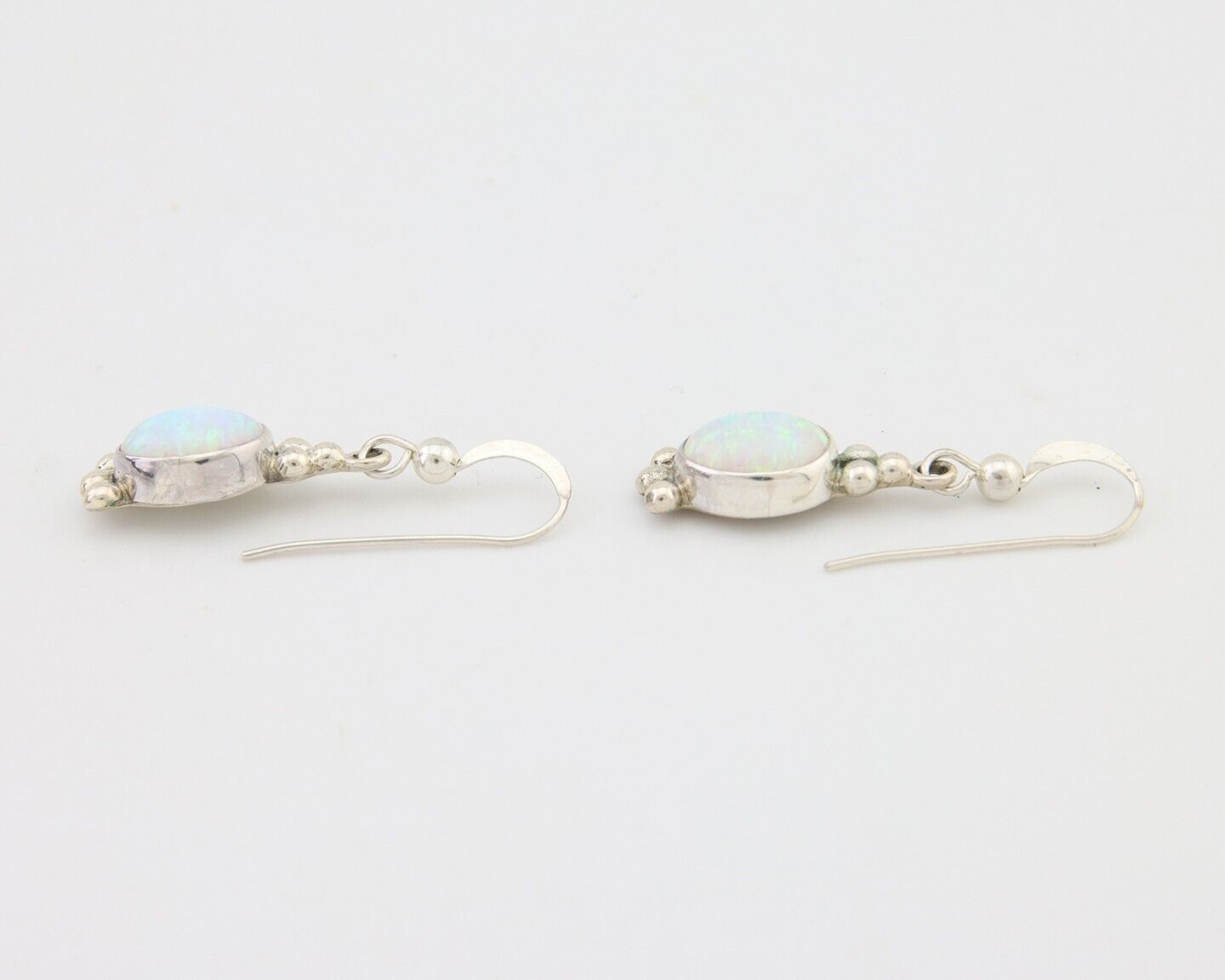 Navajo Dangle Earrings 925 Silver Natural Opal Artist Signed Montoya C.80's