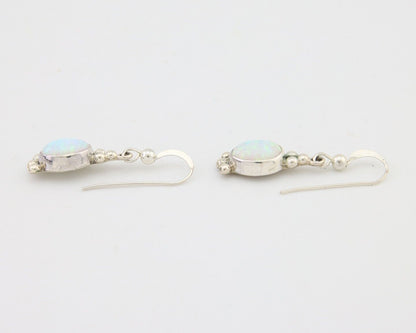 Navajo Dangle Earrings 925 Silver Natural Opal Artist Signed Montoya C.80's