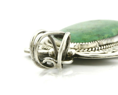 Navajo Crescent Valley Natural Turquoise Pendant .925 Silver Signed Gomez C.2005