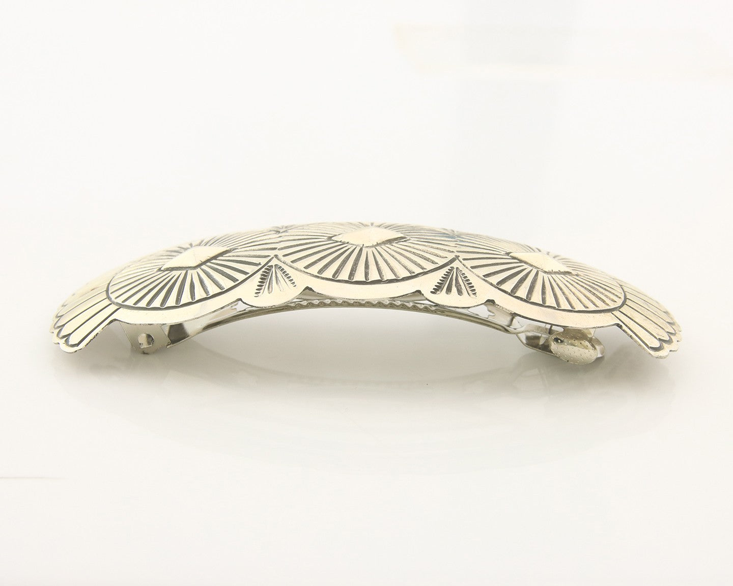 Vintage Navajo Barrette 925 Sterling Silver Hand Stamped Authentic Native Artist