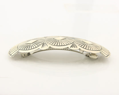 Vintage Navajo Barrette 925 Sterling Silver Hand Stamped Authentic Native Artist