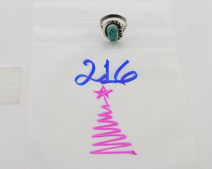 Navajo Ring 925 Silver Sleeping Beauty Turquoise Native American Artist C.80's