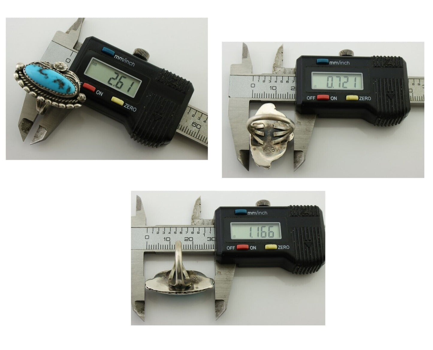 Navajo Ring 925 Silver Sleeping Beauty Turquoise Artist Signed SC C.80's