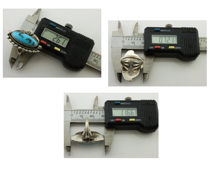 Navajo Ring 925 Silver Sleeping Beauty Turquoise Artist Signed SC C.80's