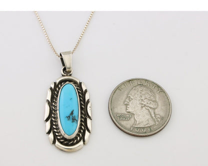 Navajo Necklace Pendant 925 Silver Turquoise Signed M Montoya C.80's