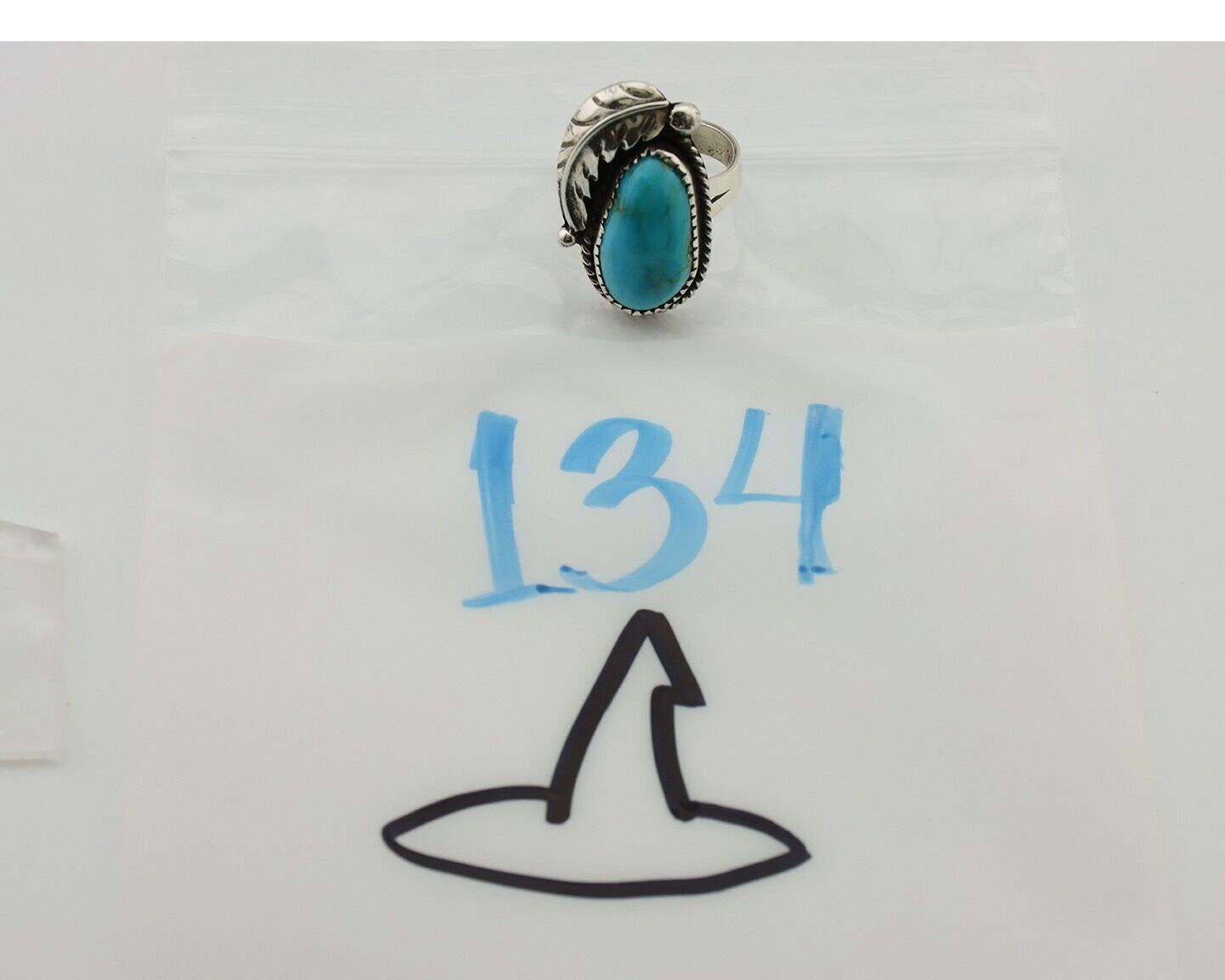 Navajo Ring 925 Silver Natural Blue Turquoise Native American Artist C.80's