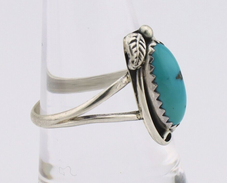 Navajo Ring 925 Silver Sleeping Beauty Turquoise Artist Signed SC C.80's