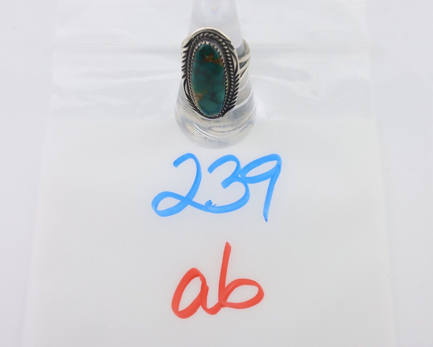 Navajo Ring 925 Silver Natural Blue Turquoise Artist Signed USA C.80's