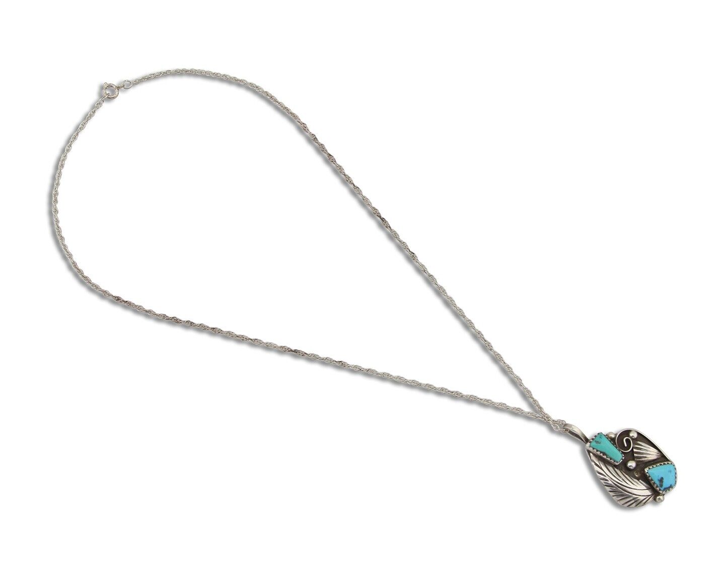 Navajo Turquoise Handmade Necklace 925 Silver Artist Signed Artist PM C.80's