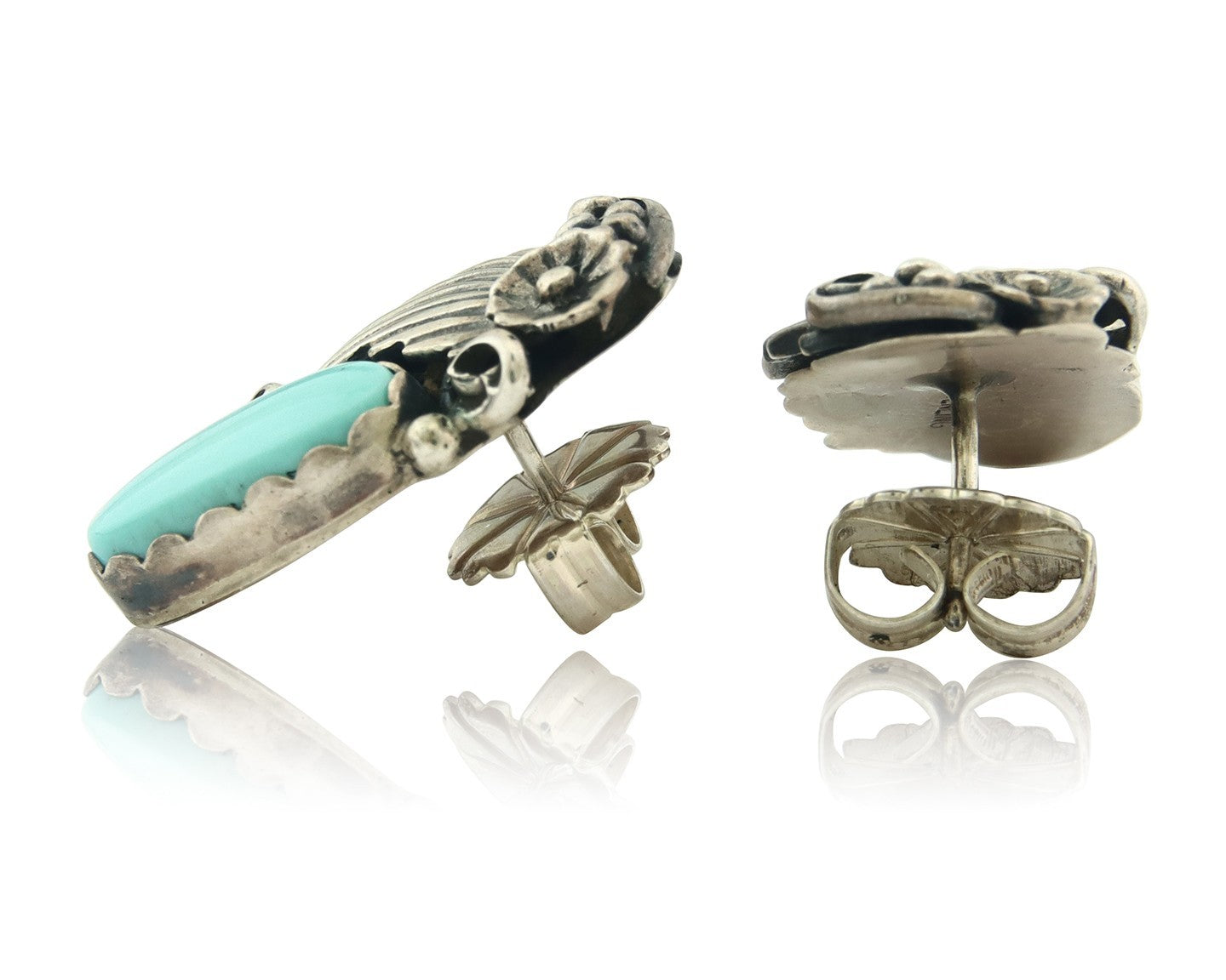 Navajo Earrings Sterling Silver Turquoise Vintage Dangle Handmade