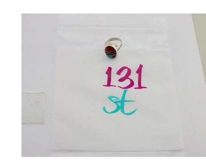 Navajo Ring 925 Sterling Silver Natural Gemstones Artist Signed Sunrise C.80's