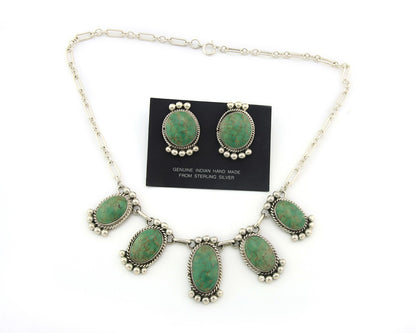 Navajo Necklace Earrings Set Sterling Silver Turquoise Signed Joe Delgarito