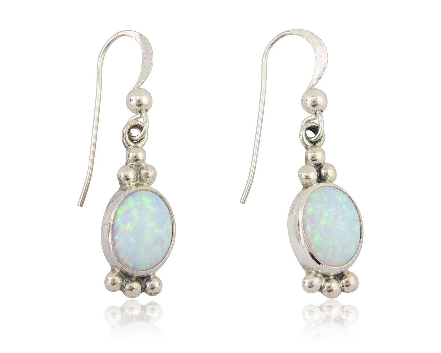 Navajo Dangle Earrings 925 Silver Natural Opal Artist Signed Montoya C.80's