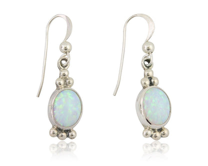 Navajo Dangle Earrings 925 Silver Natural Opal Artist Signed Montoya C.80's