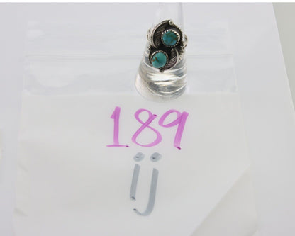 Navajo Ring 925 Silver Natural Turquoise Artist Signed MC C.80's Size 7.0