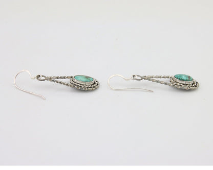 Navajo Dangle Earrings 925 Silver Natural Blue Turquoise Native Artist C.80's