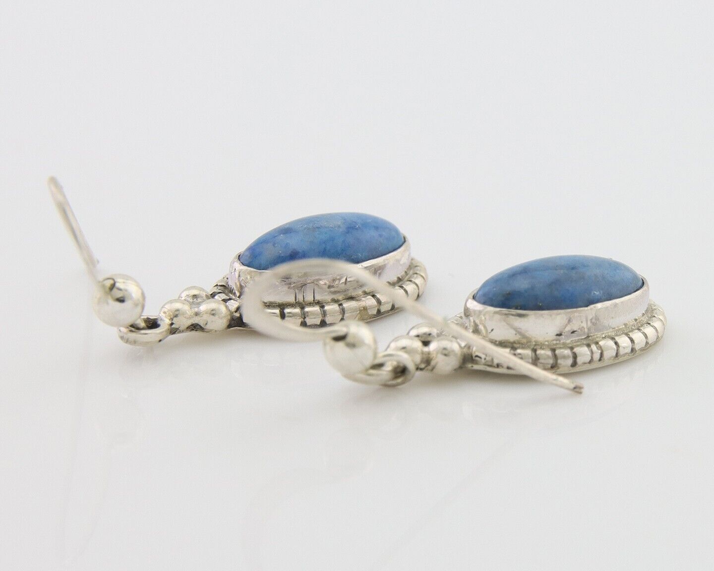 Navajo Dangle Earrings 925 Silver Natural Denim Lapis Signed Melissa Yazzie C80s