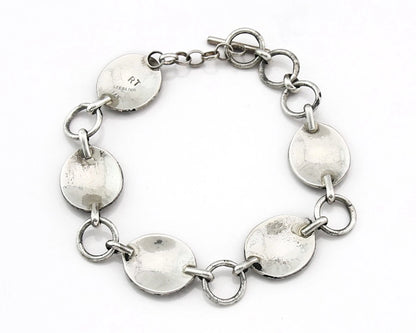 Navajo Cuff Bracelet Sterling Silver & 14k Gold Vintage Signed RT C.80's
