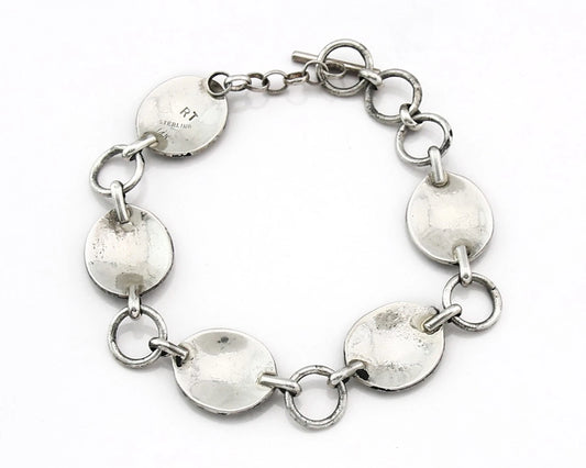 Navajo Cuff Bracelet Sterling Silver & 14k Gold Vintage Signed RT C.80's