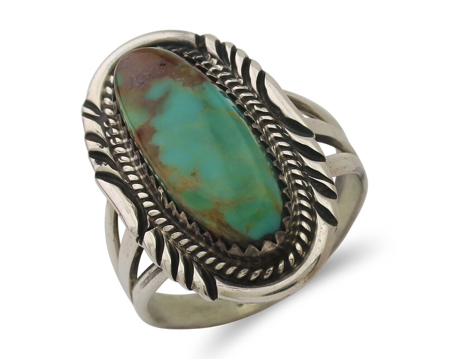 Navajo Ring 925 Silver Blue Gem Turquoise Native American Artist C.80's