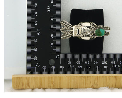 Vintage Navajo Ring 925 Sterling Silver Turquoise Signed Broken Arrow Size 7.0