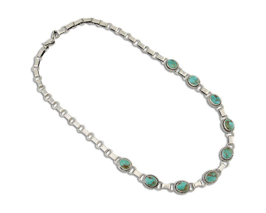 Navajo Turquoise Necklace 925 Silver Natural Blue Native American Artist C.80's