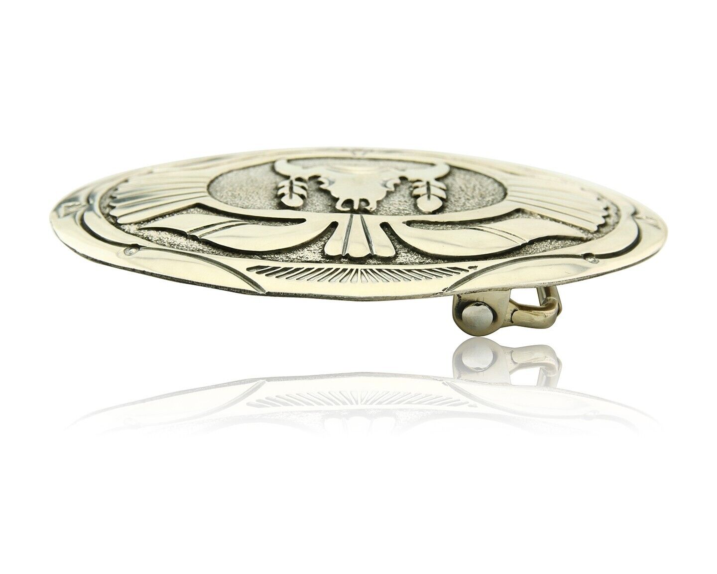 Navajo Belt Buckle 925 Sterling Silver Artist Signed Gene Gibson 2x3 in C.80's