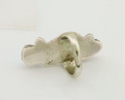 Navajo Handmade Ring 925 Silver Coral & Turquoise Native Artist C.80's