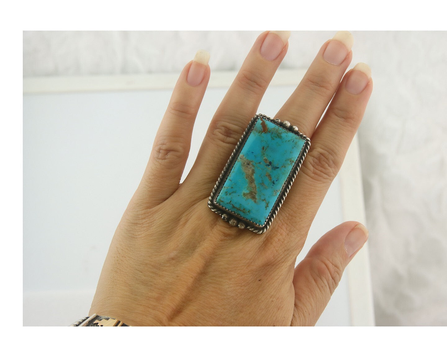 Vintage Ring 925 Sterling Authentic Turpen's Pawn Vault Turquoise Size 10