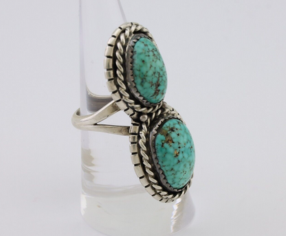 Navajo Ring 925 Silver Natural Spiderweb Turquoise Signed Tom Willeto C.80's