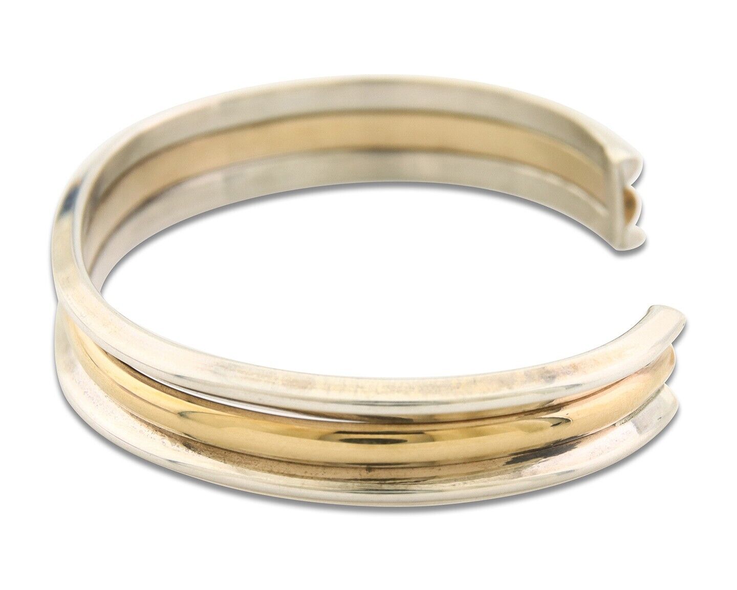 Navajo Bracelet 925 Silver & 12K Gold Cuff Artist Signed TAHE C.80's