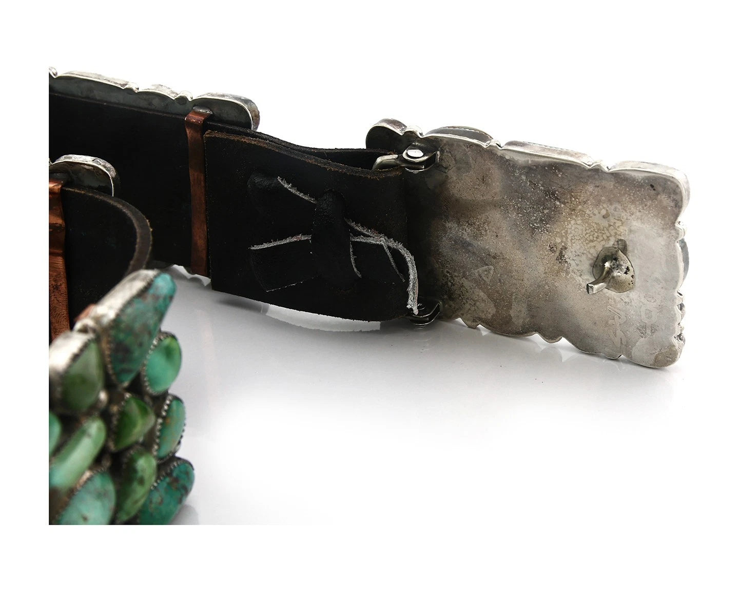 Navajo Belt Sterling Silver Gem Grade Turquoise Vintage Native Artist C.80's