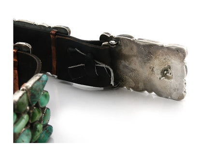 Navajo Belt Sterling Silver Gem Grade Turquoise Vintage Native Artist C.80's