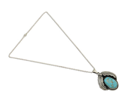 Navajo Necklace 925 Silver Natural Blue Turquoise Aritst Signed Windmill C.80's