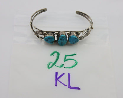 Navajo Bracelet 925 Silver Sleeping Beauty Turquoise Native American C.80's