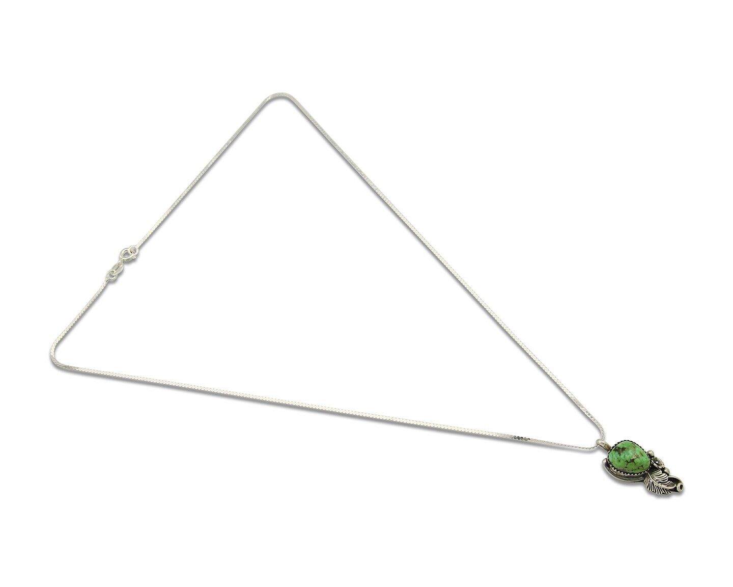 Navajo Necklace 925 Silver Green Turquoise Native American Artist C.80's