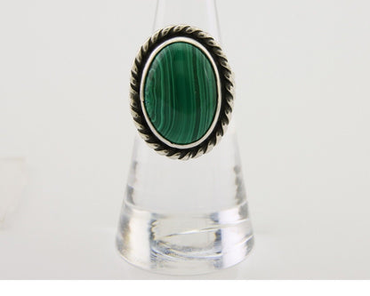 Navajo Ring 925 Silver Natural Malachite Native American Artist C.80's