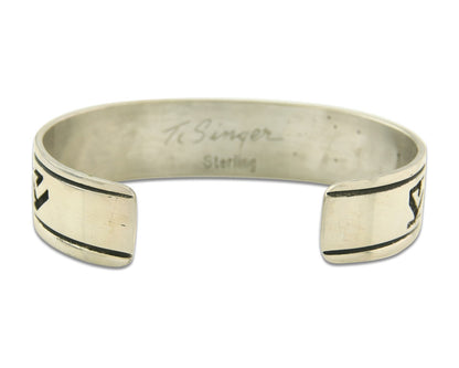 Navajo Bracelet 925 Silver Artist Signed Thomas Singer Cuff Made in the 1980's