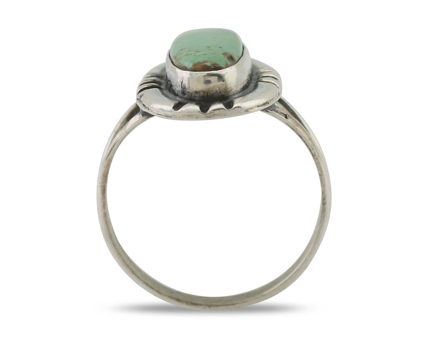 Navajo Ring 925 Silver Natural Turquoise Native American Artist Signed C.80's