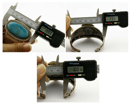Navajo Stone Cutter Dick Zachary .925 Silver Nat Turquoise Cuff