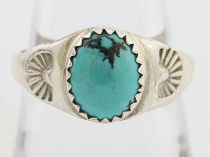Navajo Ring 925 Silver Natural Blue Turquoise Native American Artist C.80's