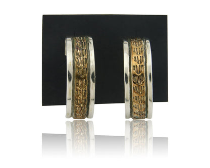Navajo Hoop Earrings 925 Silver & Gold Artist Signed Randall Endito C.80's