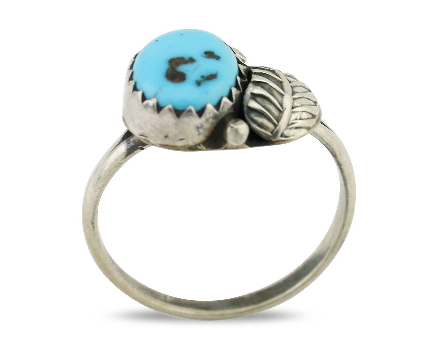 Navajo Ring 925 Silver Sleeping Beauty Turquoise Native American Artist C.80's