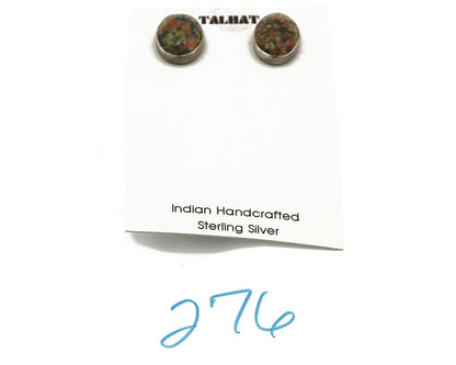 Navajo Natural Agate Gemstone Stud .925 Sterling Silver Earrings