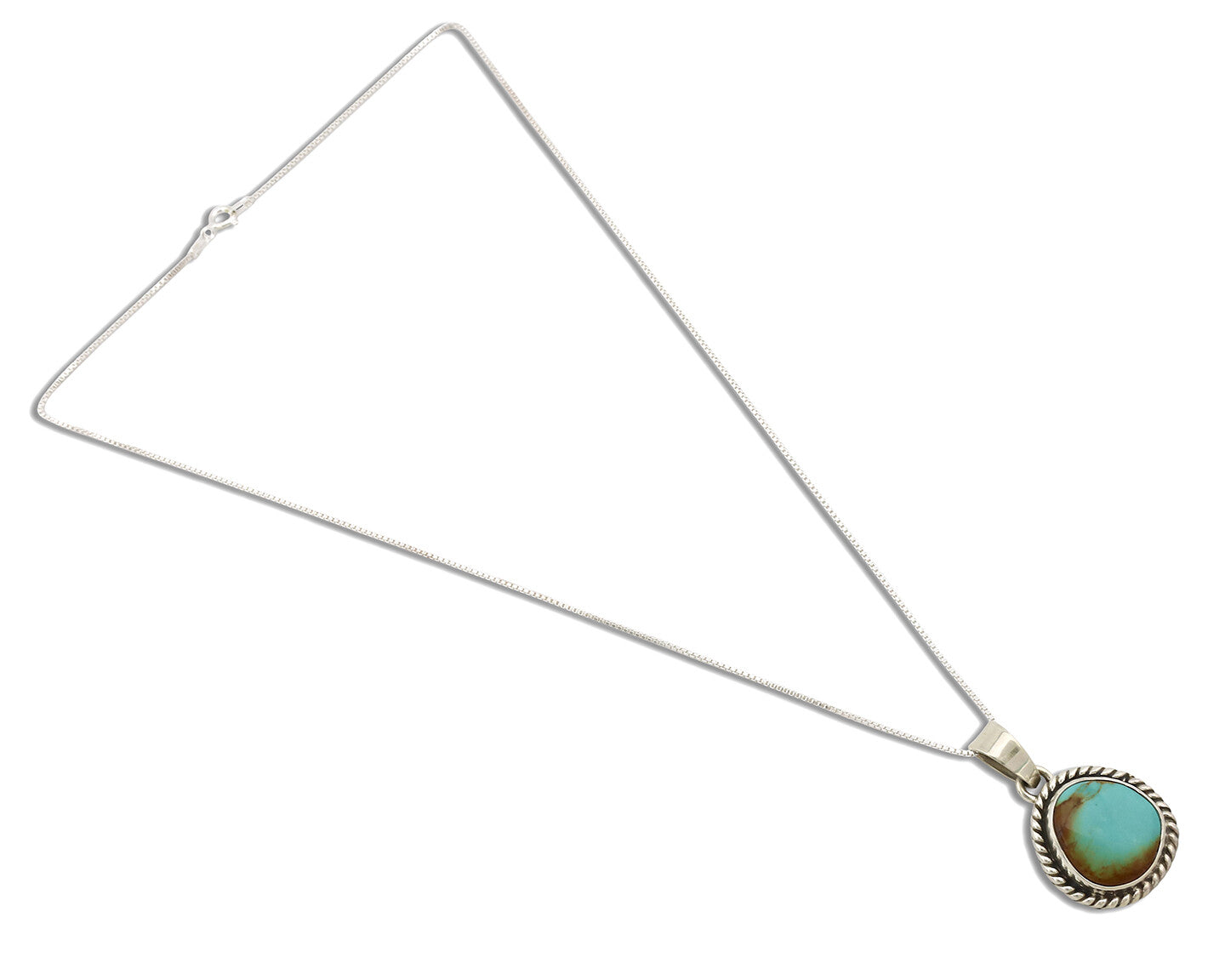 Navajo Necklace .925 Silver Kingman Turquoise Signed Gecko C.80's